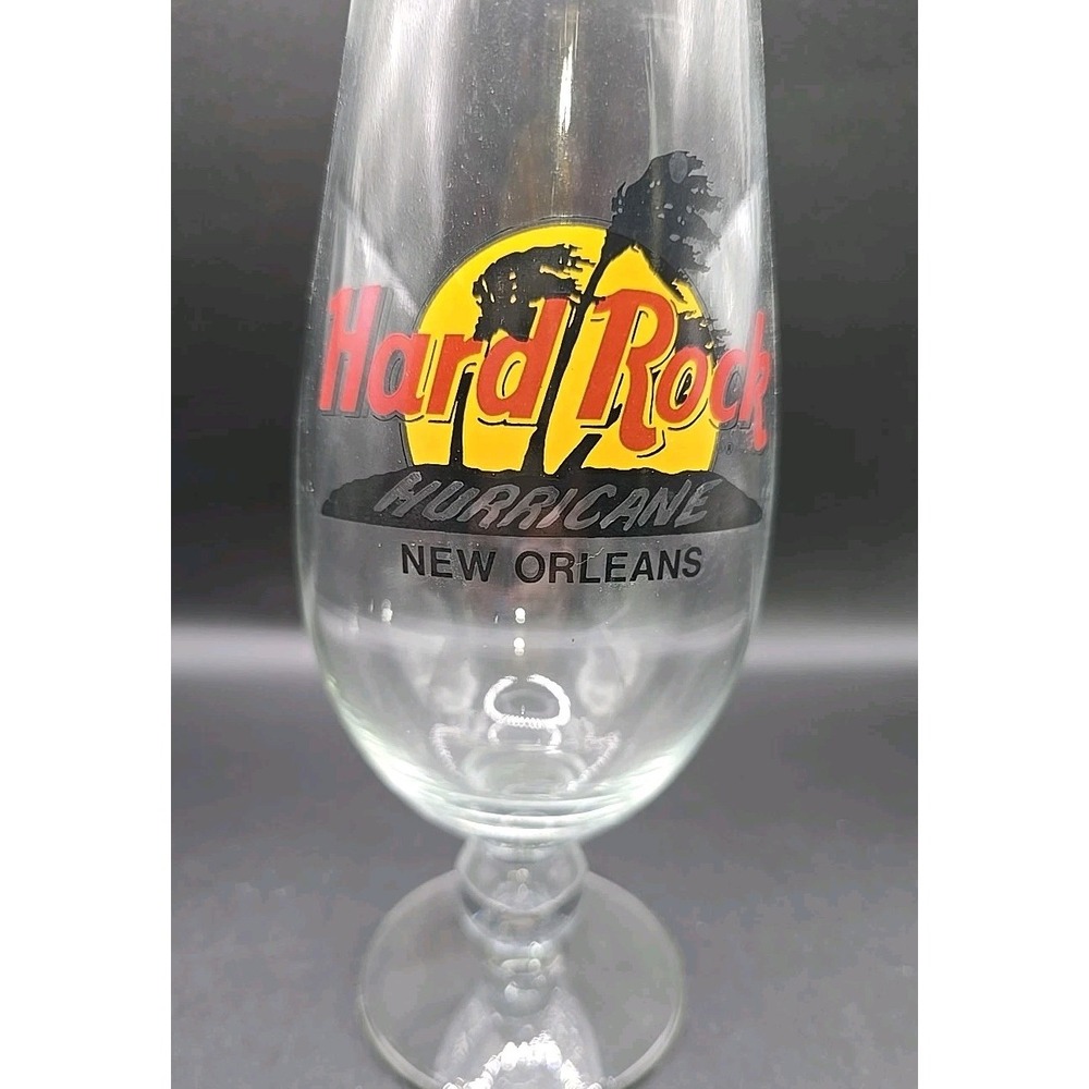 HARD ROCK CAFE HURRICANE Cocktail Drink Bar Glass ~ New Orleans LA 10inches
